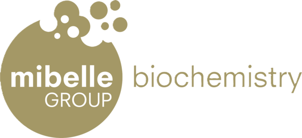 Mibelle Biochemistry logo, a leader in anti ageing skincare and plant-based formulations with active skincare ingredients.